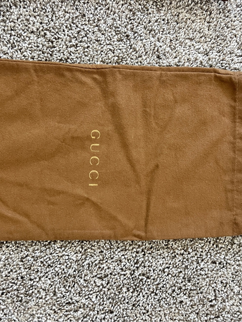 Authentic Gucci Dust Bag Brown Cotton Gold Logo 16"x9 Drawstring Storage Pouch